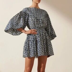 Shona Joy Daniela Pin Tuck Balloon Sleeve Mini Dress